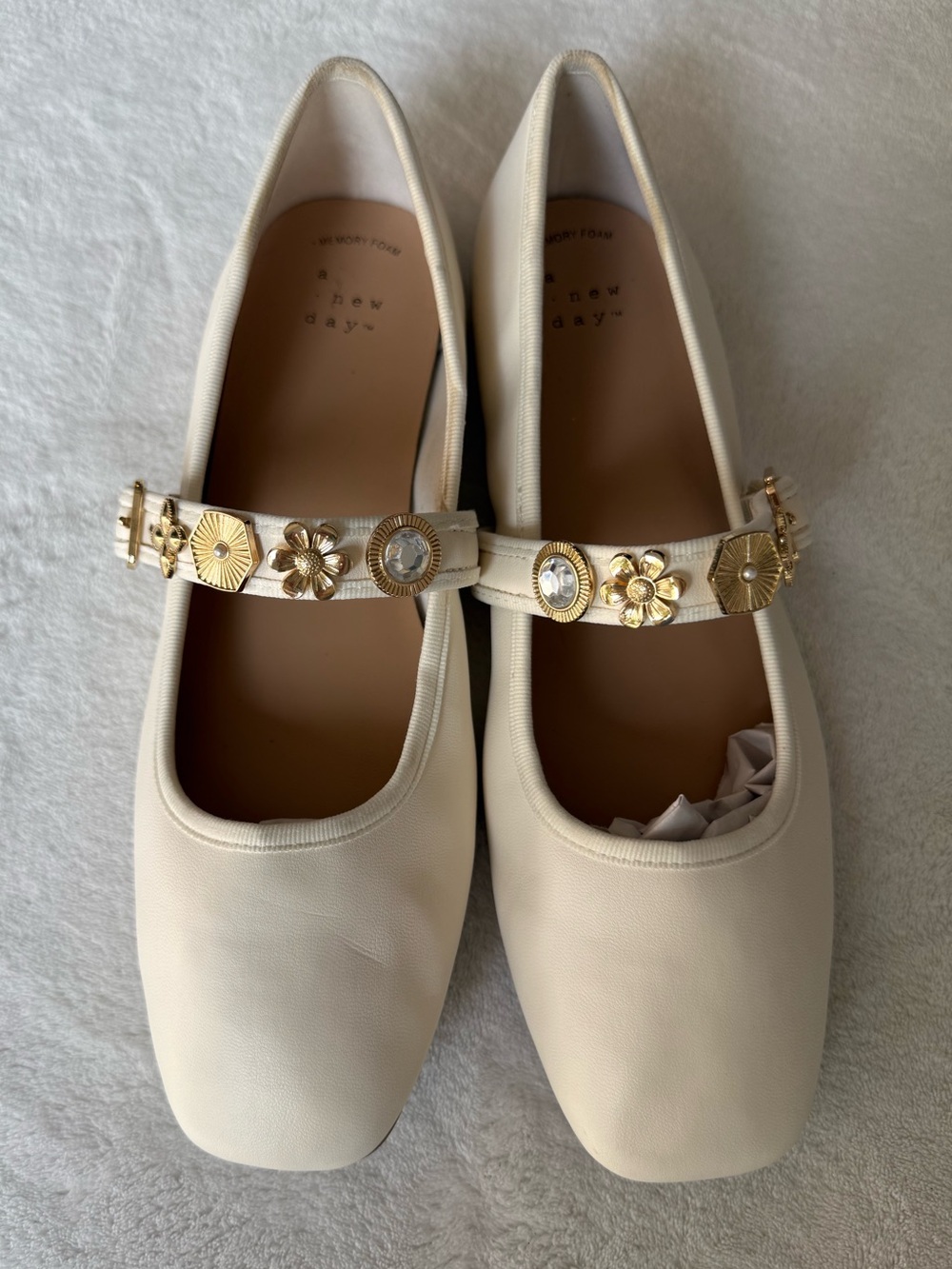 A New Day Cream Mary Jane Gold Charms